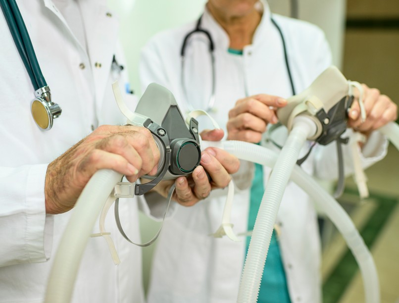 lélegeztetőgép, légzéssegítő, maszk