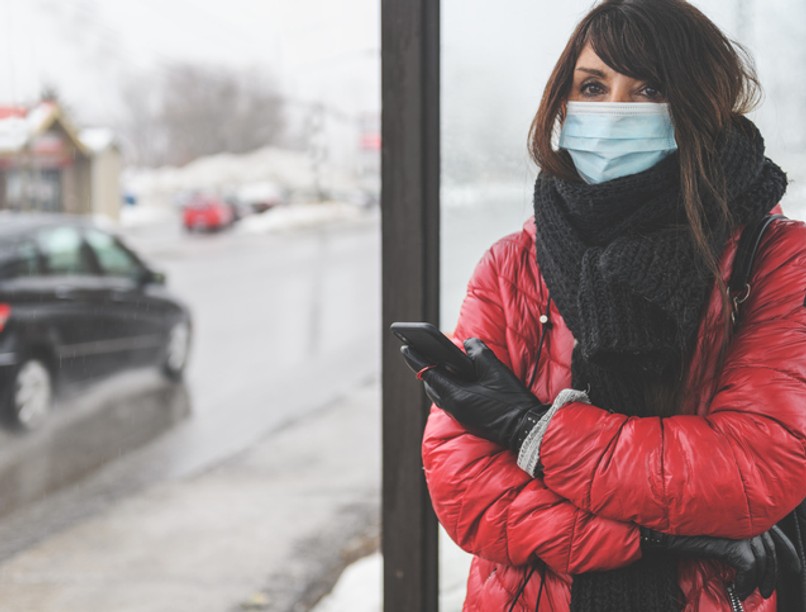 koronavírus, covid-19, buszmegálló