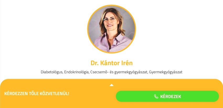 Dr. Kántor Irén várja hívását! Kérdezheti: IR, cukorbetegség, inzulinkezelés, endokrinológia témákban