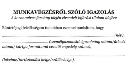 Innen töltheti le az igazolást, ha este 8 után is kijár dolgozni