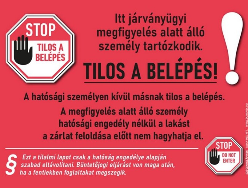 piros lap - hatosagi hazi karanten koronavirus