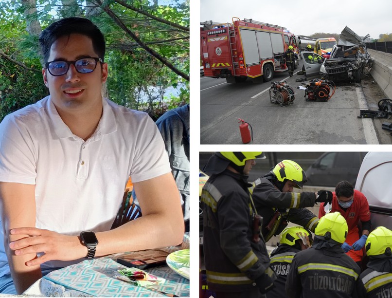 baleset tűzoltók szétroncsolódott furgon