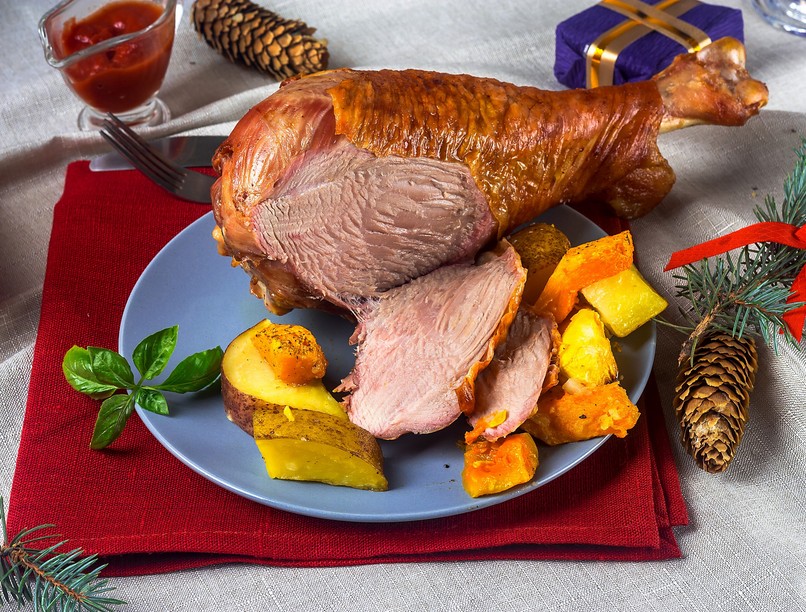 egészséges karácsonyi pulykasült párolt káposztával