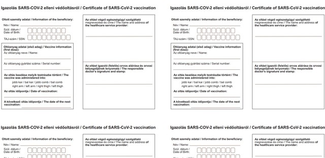Oltási igazolás angol, magyar letölthető
