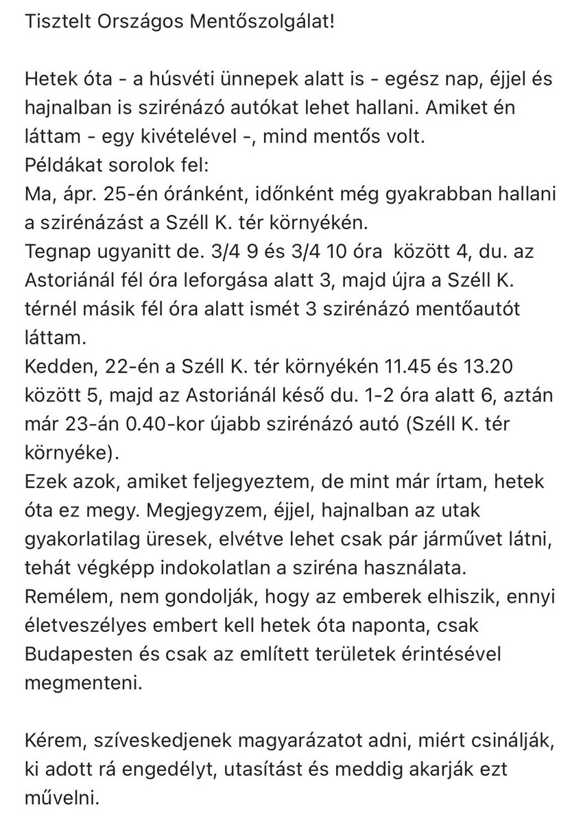 Különös levél a mentőknek