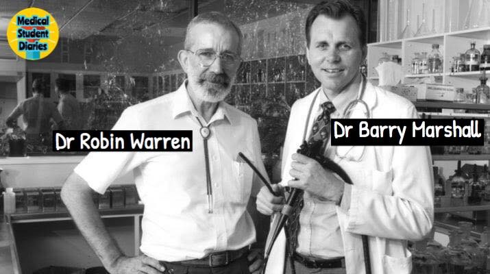 Dr. Barry Marshall az ausztráliai Nyugat-Ausztráliai Egyetem mikrobiológia professzora volt. Ő és kollégája, Dr. Robin Warren ausztrál patológus azt a hipotézist állította fel, hogy a Helicobacter Pylori baktérium okozza a gyomorfekélyt.