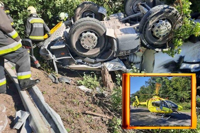 Tótágast állt egy betonkeverő Csopaknál - mentőhelikopter ment a söfőrjéért