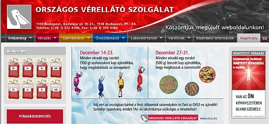 Közérdekű: decemberi véradások országszerte