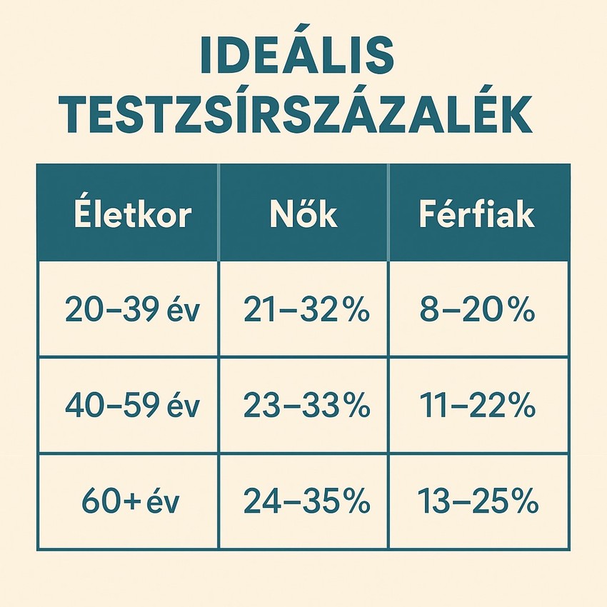 ideális testzsírszázalék életkoronként és nemenként