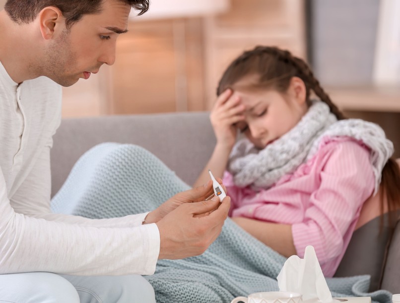 láz, influenza, gyerek, köhögés