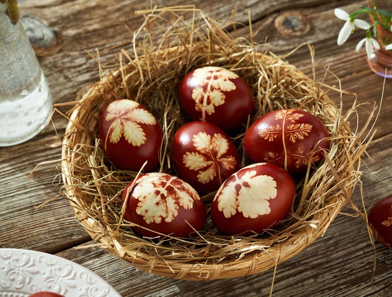 tojás, festés, természetes, húsvét