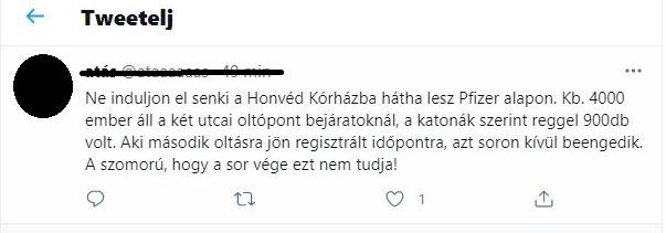 Egy felhasználó tweetje