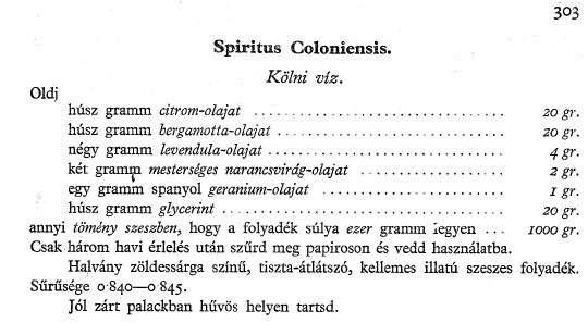 Kölnivíz összetétele