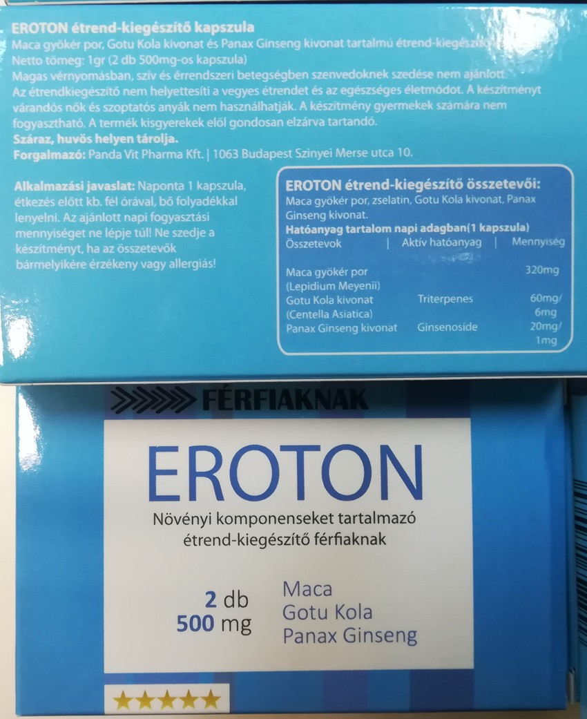 Az Eroton nevű étrend-kiegészítőben gyógyszer-hatóanyagot találtak.