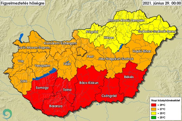 Vörös riasztást adtak ki 6 megyére